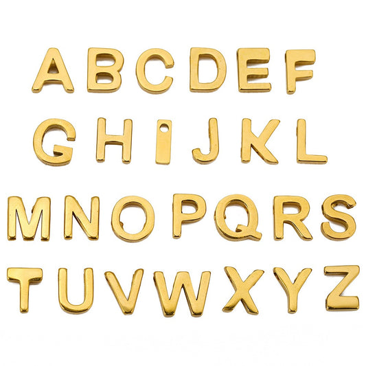 Stainless Steel Alphabet Shape Beads – A-Z