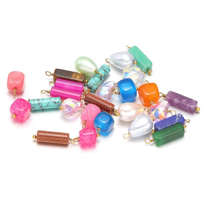Crystal & Pearl Bead Charms with Stainless Steel Loop