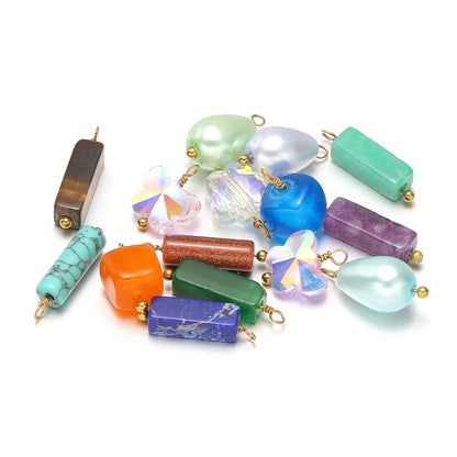 Crystal & Pearl Bead Charms with Stainless Steel Loop