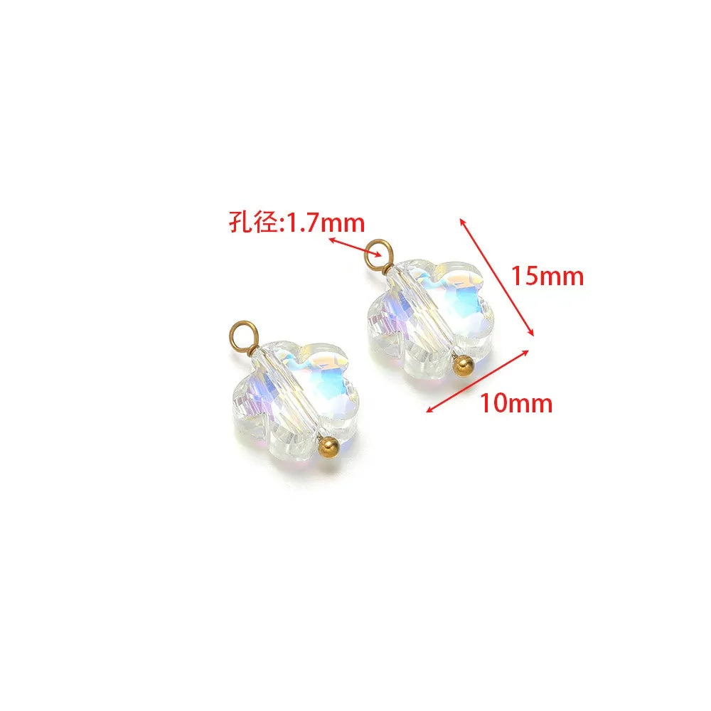 Crystal & Pearl Bead Charms with Stainless Steel Loop