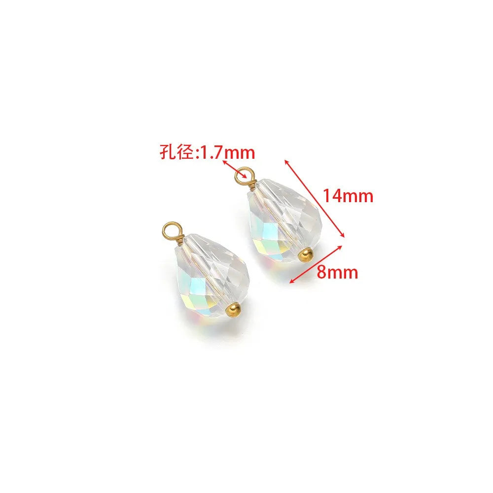 Crystal & Pearl Bead Charms with Stainless Steel Loop