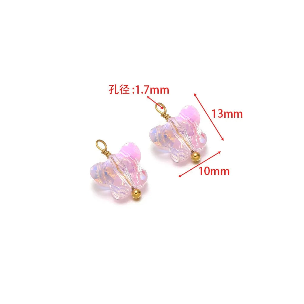 Crystal & Pearl Bead Charms with Stainless Steel Loop