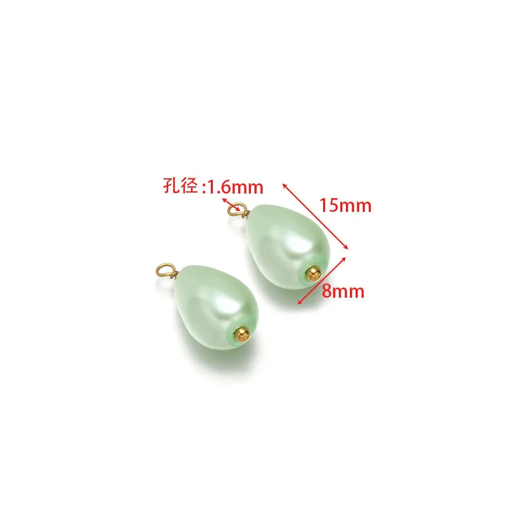 Crystal & Pearl Bead Charms with Stainless Steel Loop