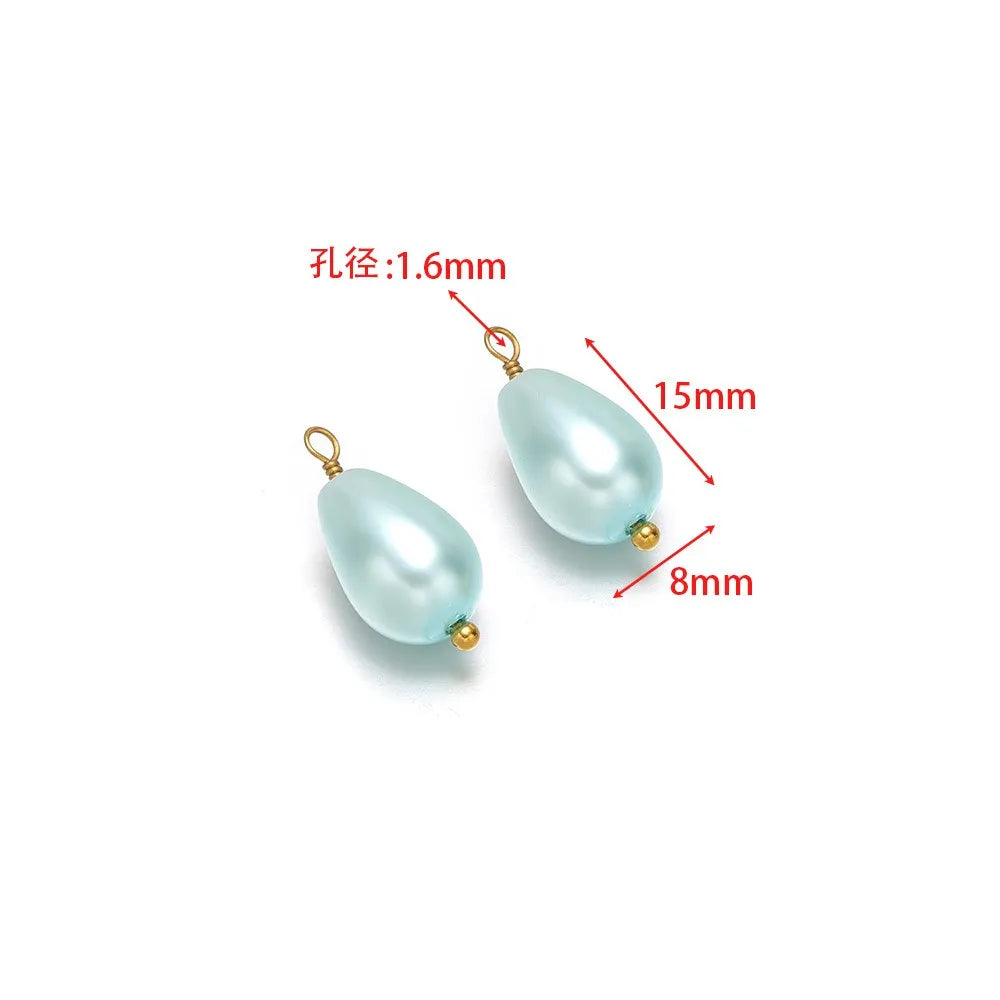 Crystal & Pearl Bead Charms with Stainless Steel Loop