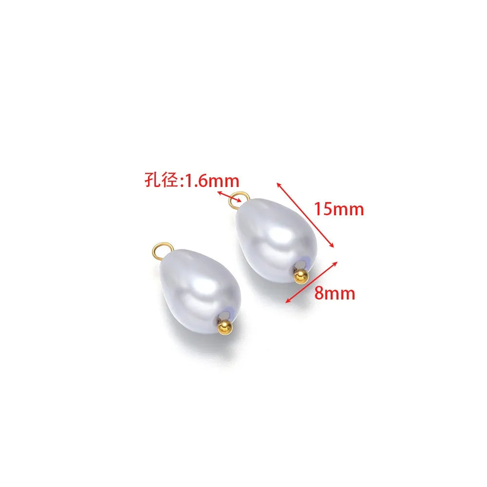 Crystal & Pearl Bead Charms with Stainless Steel Loop