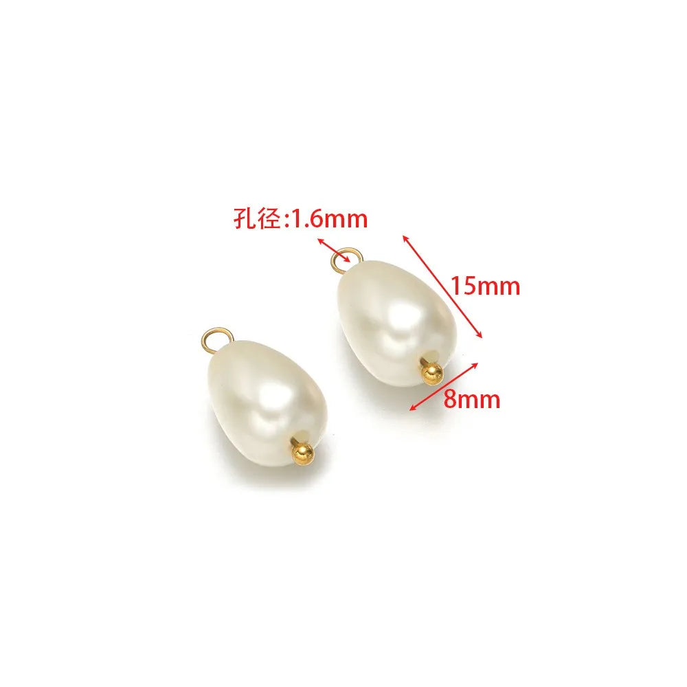 Crystal & Pearl Bead Charms with Stainless Steel Loop