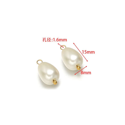 Crystal & Pearl Bead Charms with Stainless Steel Loop