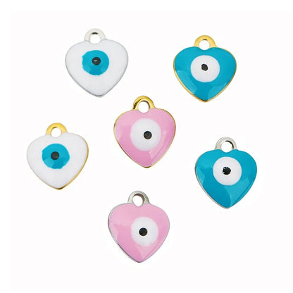 Stainless Steel Evil Eye Heart Charms