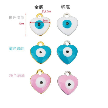 Stainless Steel Evil Eye Heart Charms
