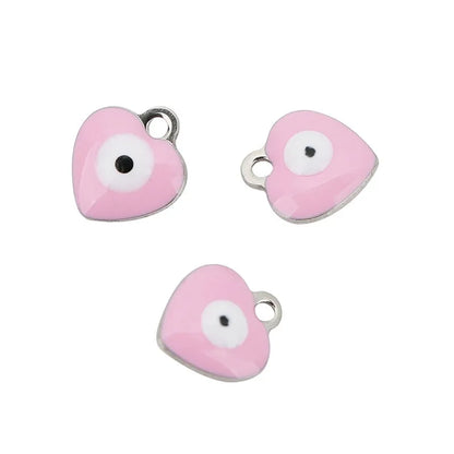 Stainless Steel Evil Eye Heart Charms