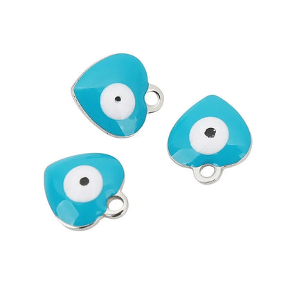 Stainless Steel Evil Eye Heart Charms