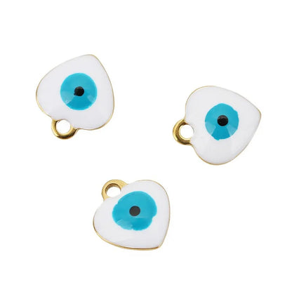Stainless Steel Evil Eye Heart Charms