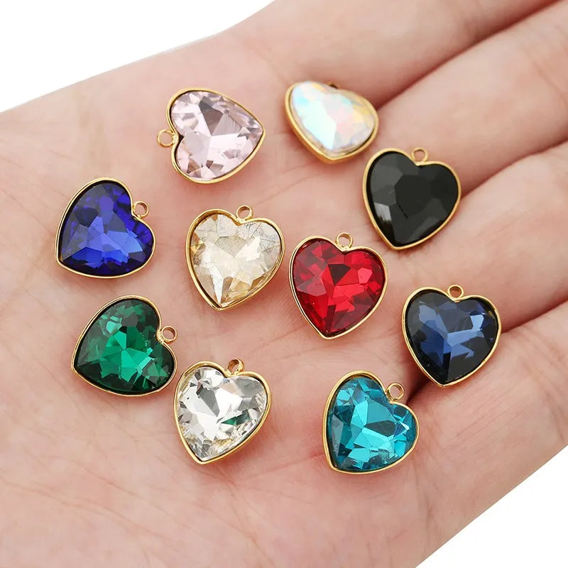 Faceted Glass Heart Charms