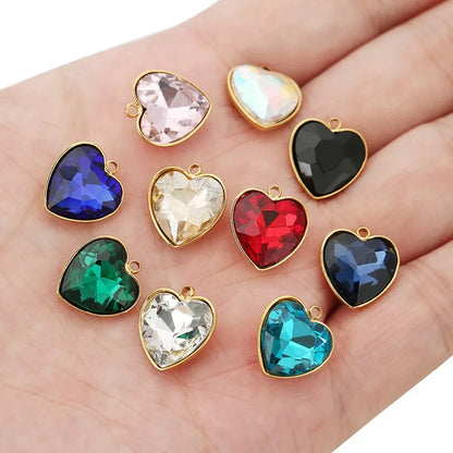 Faceted Glass Heart Charms