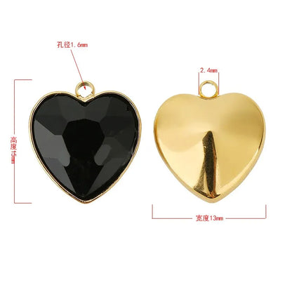 Faceted Glass Heart Charms