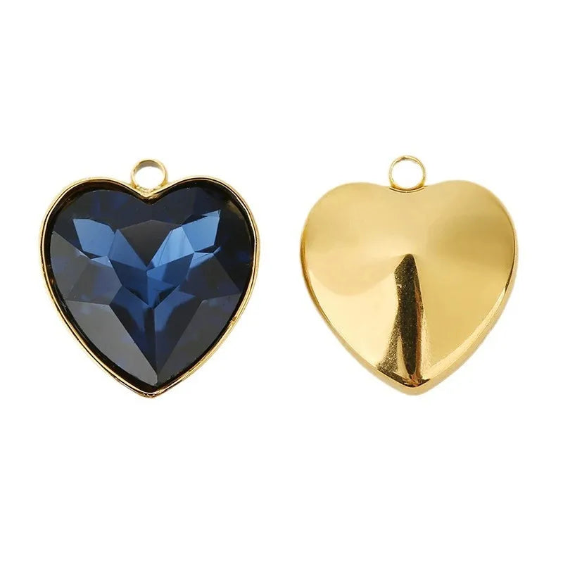 Faceted Glass Heart Charms