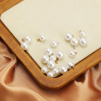 Round Pearl Charms with Stainless Steel Loop