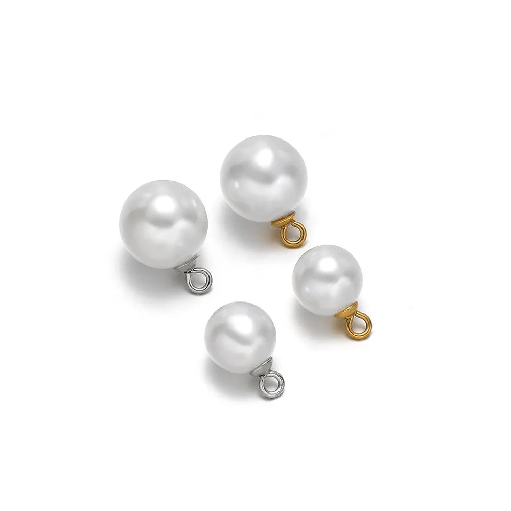 Round Pearl Charms with Stainless Steel Loop