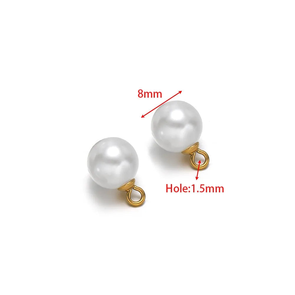 Round Pearl Charms with Stainless Steel Loop