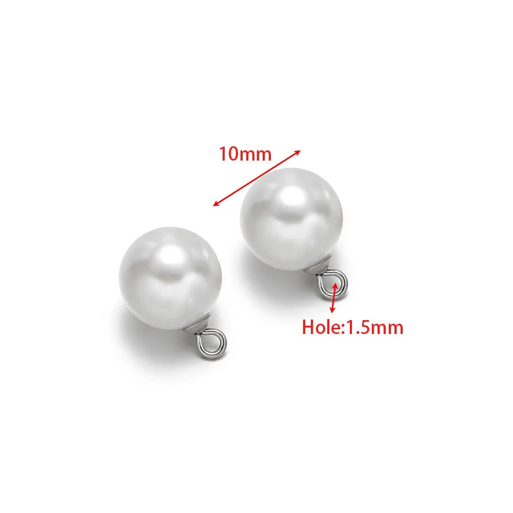 Round Pearl Charms with Stainless Steel Loop