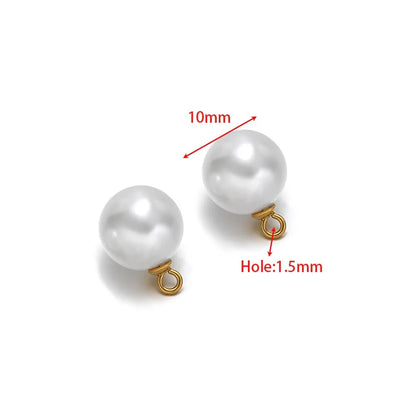 Round Pearl Charms with Stainless Steel Loop