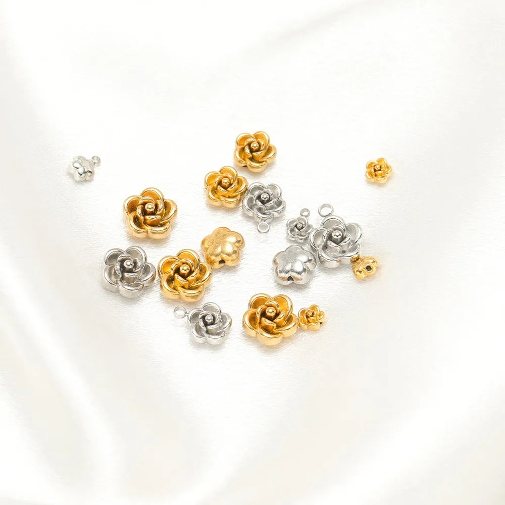 Stainless Steel 3D Rose Flower Charms