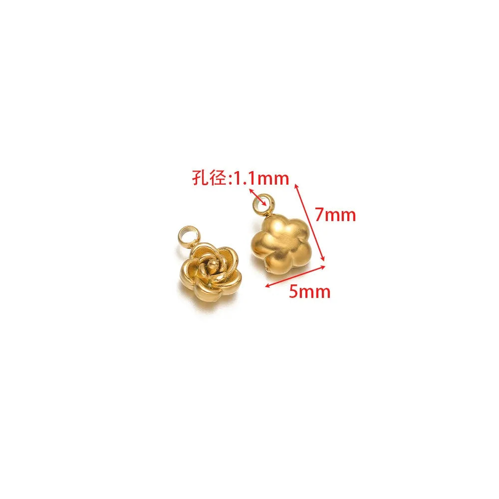 Stainless Steel 3D Rose Flower Charms