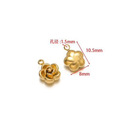 Stainless Steel 3D Rose Flower Charms