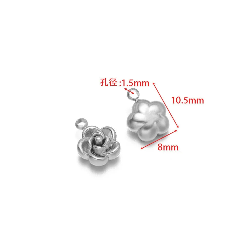 Stainless Steel 3D Rose Flower Charms