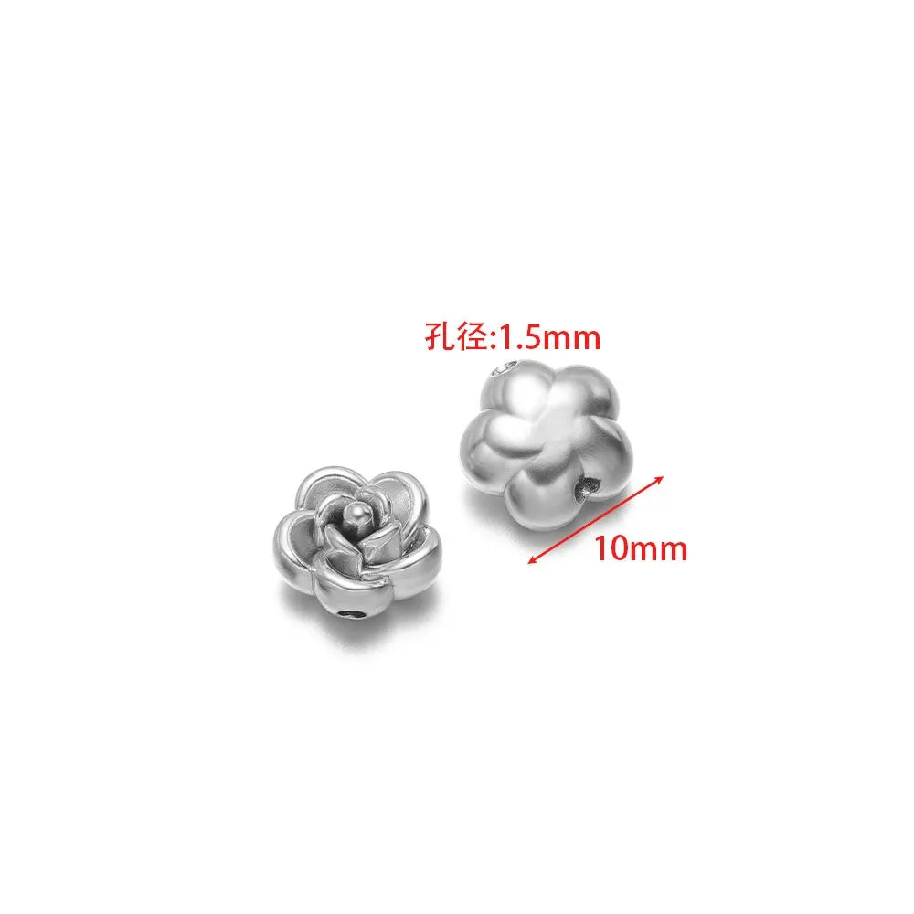 Stainless Steel 3D Rose Flower Charms