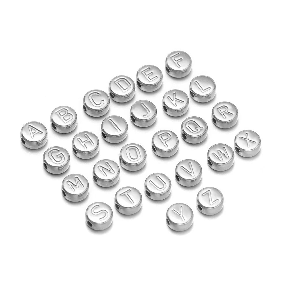 Stainless Steel Alphabet Letter Beads