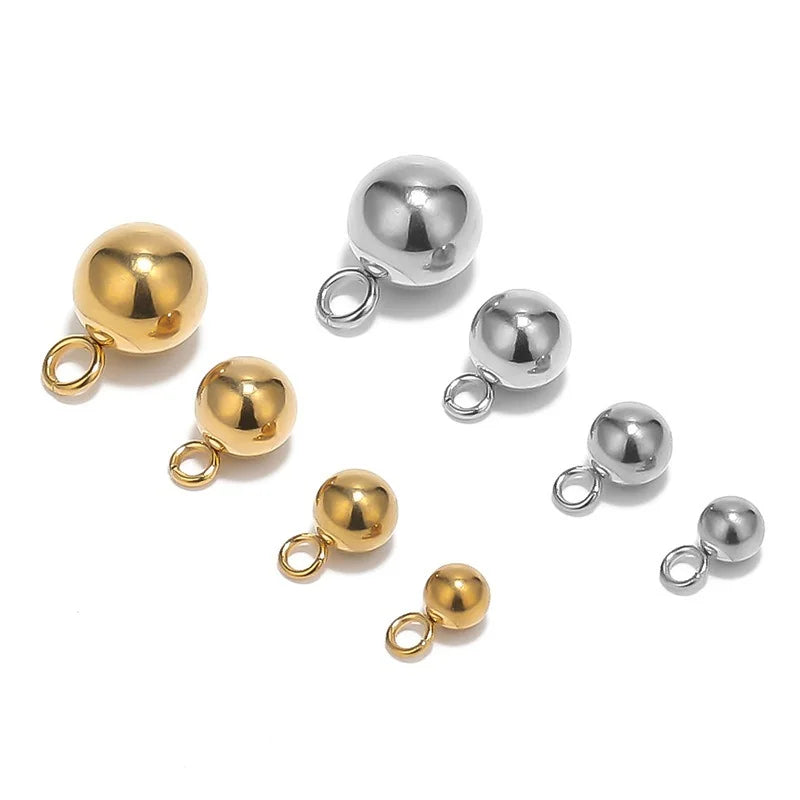Stainless Steel Ball Charms with Loop