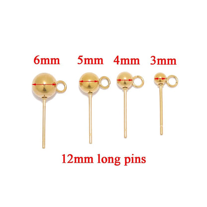 Stainless Steel Ball Stud Earring Posts with Loop