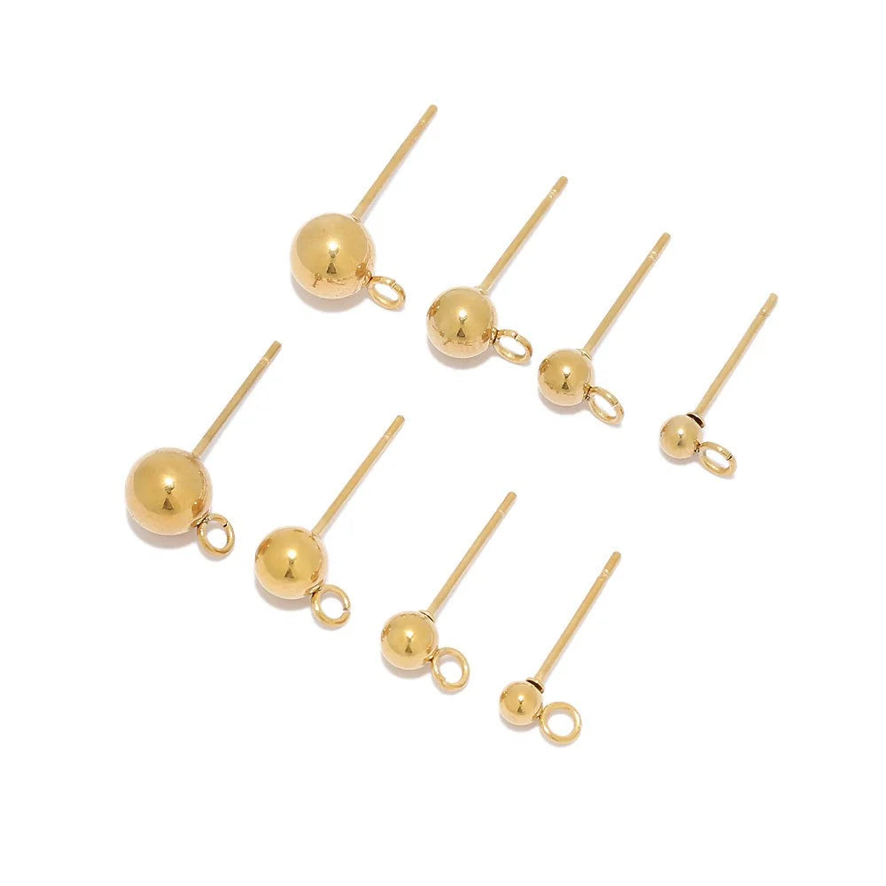 Stainless Steel Ball Stud Earring Posts with Loop