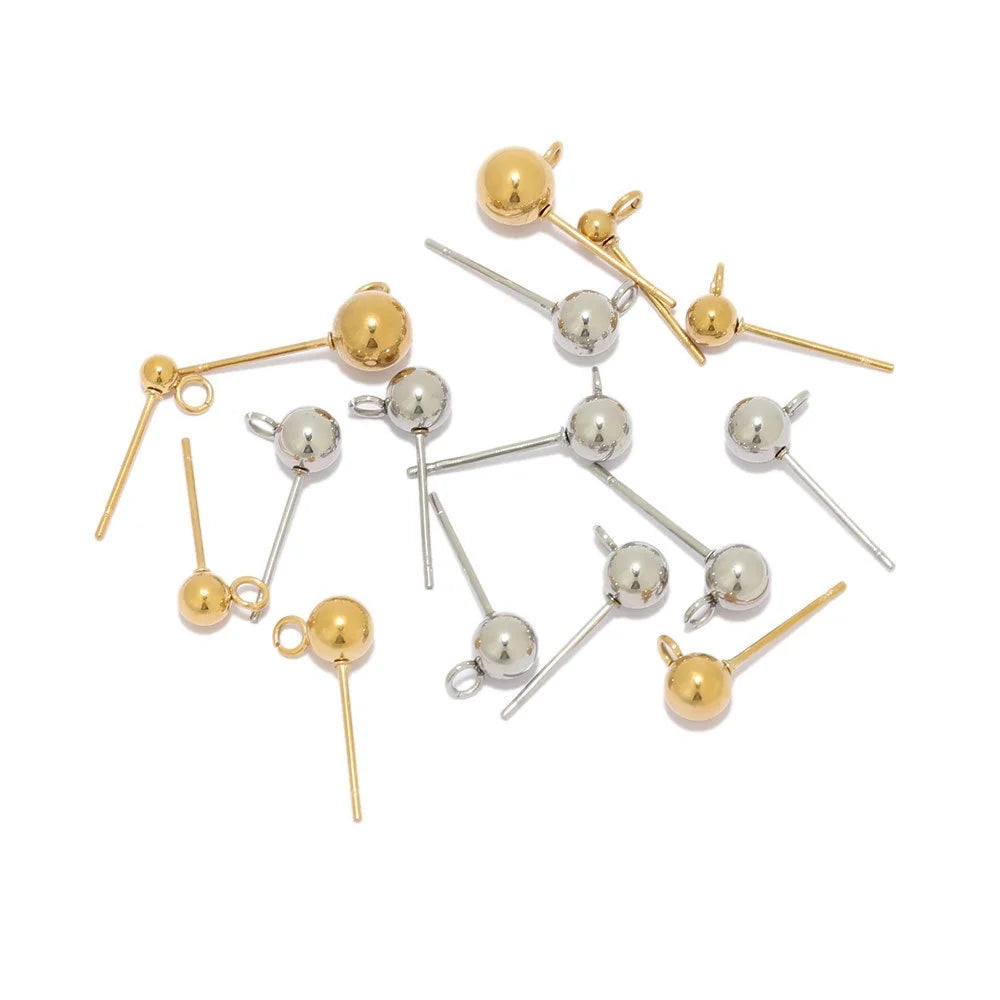 Stainless Steel Ball Stud Earring Posts with Loop