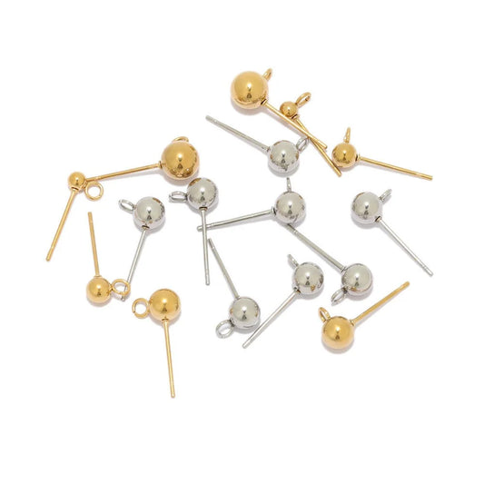 Stainless Steel Ball Stud Earring Posts with Loop