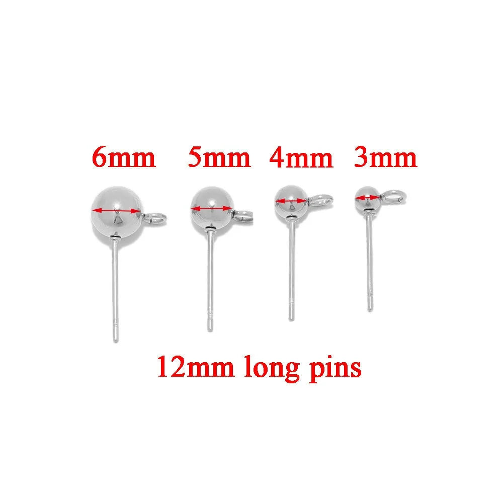 Stainless Steel Ball Stud Earring Posts with Loop