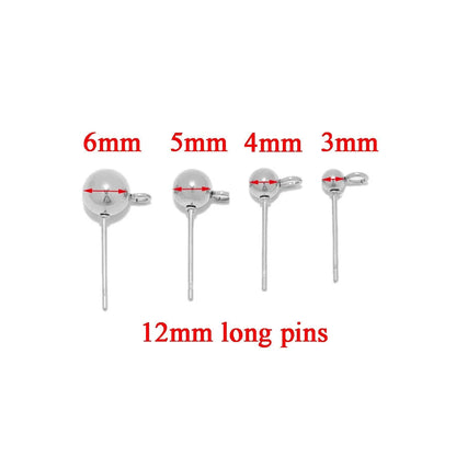 Stainless Steel Ball Stud Earring Posts with Loop