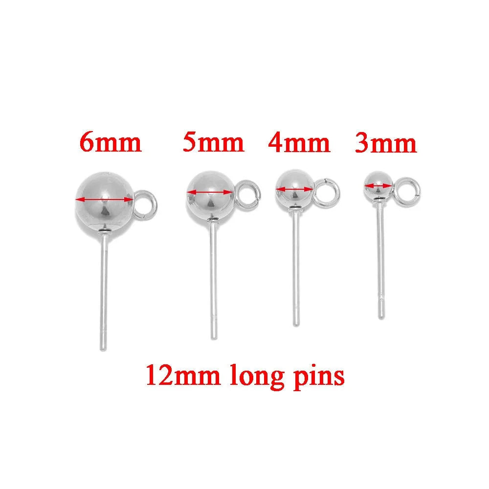 Stainless Steel Ball Stud Earring Posts with Loop
