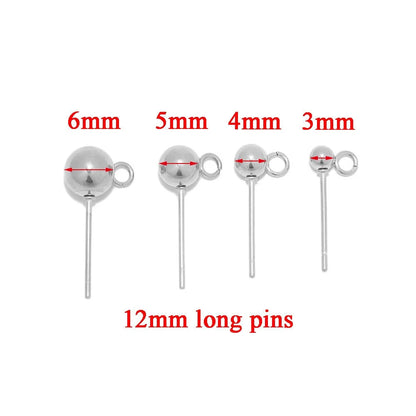 Stainless Steel Ball Stud Earring Posts with Loop