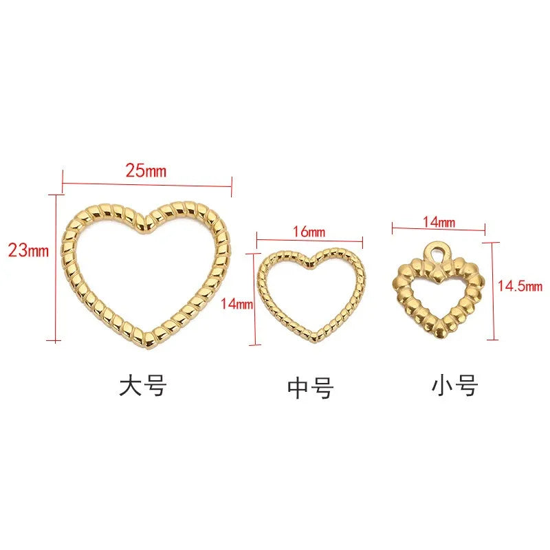 Stainless Steel Beaded Heart Charms & Links