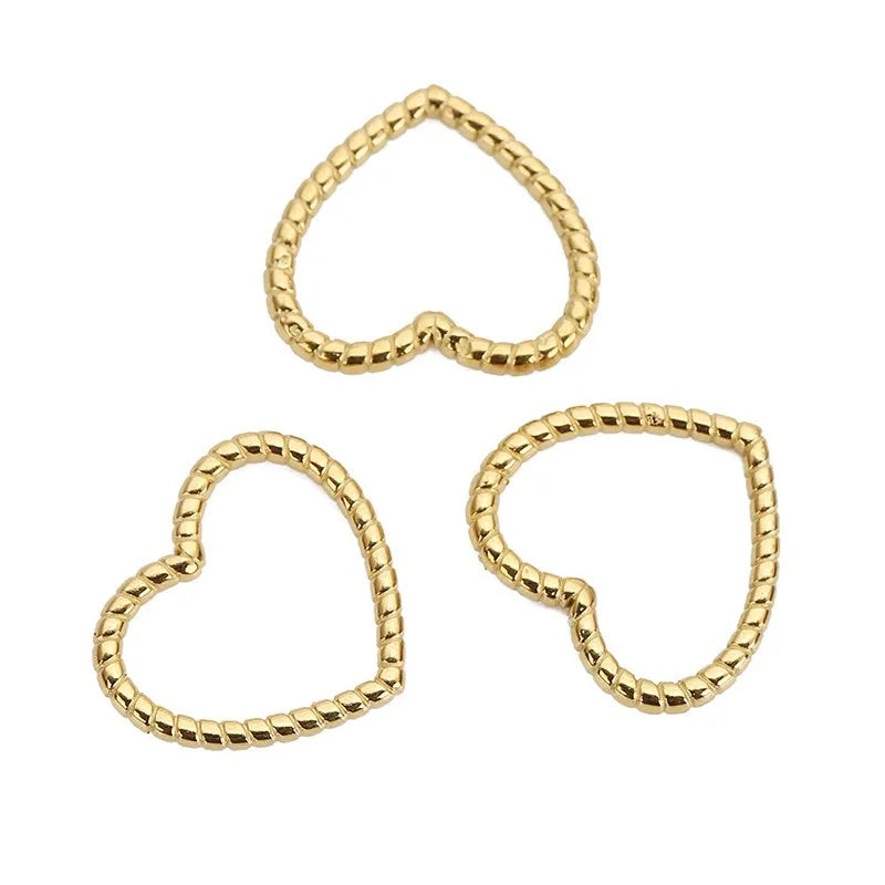 Stainless Steel Beaded Heart Charms & Links