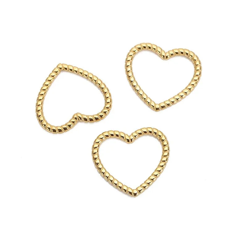 Stainless Steel Beaded Heart Charms & Links