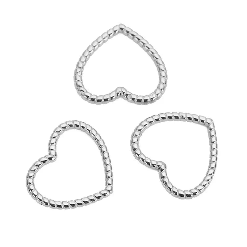 Stainless Steel Beaded Heart Charms & Links