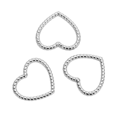 Stainless Steel Beaded Heart Charms & Links
