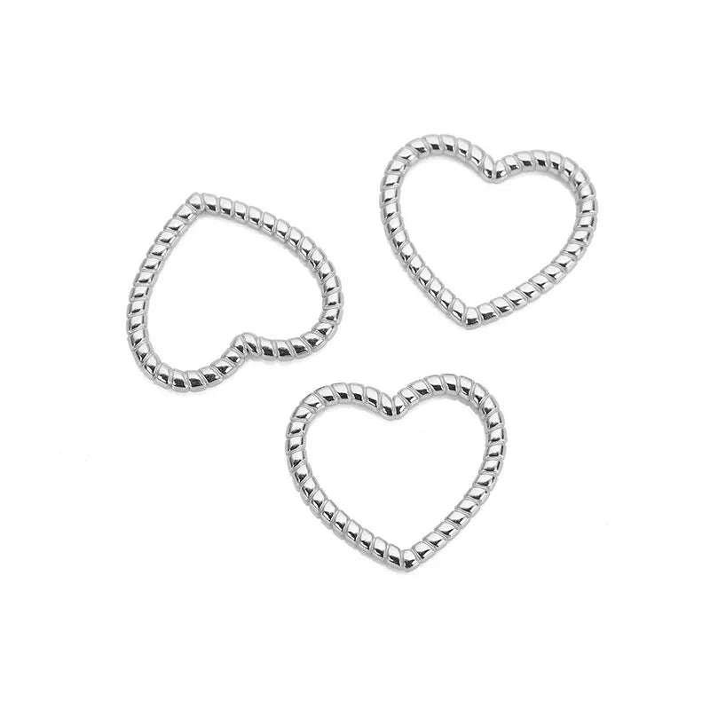 Stainless Steel Beaded Heart Charms & Links
