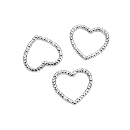Stainless Steel Beaded Heart Charms & Links