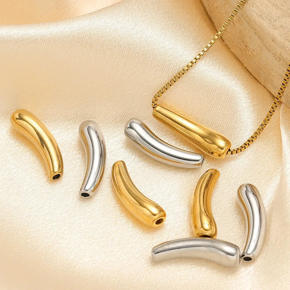 Stainless Steel Curved Tube Beads