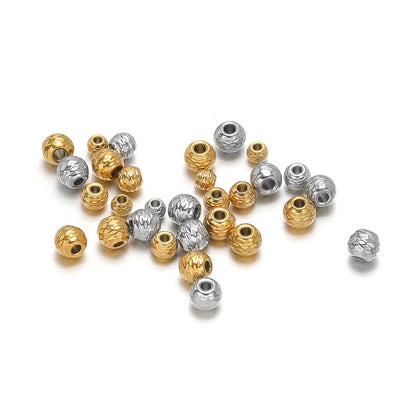 Stainless Steel Diamond-Cut Round Spacer Beads