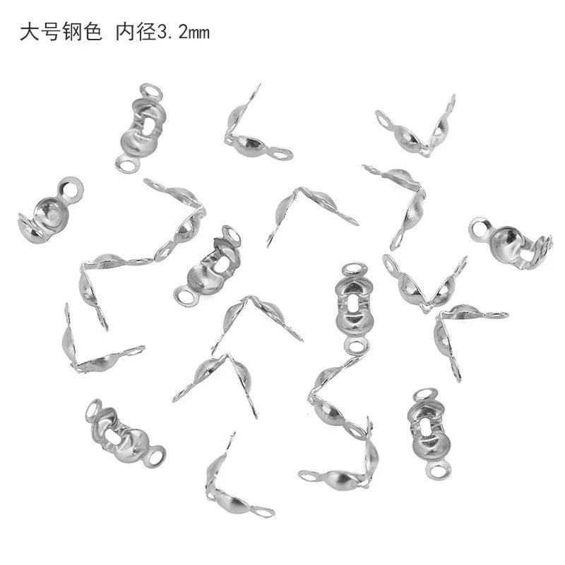 Stainless Steel Double Loop Clamshell Bead Tips